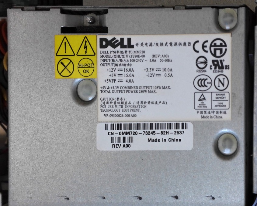 Dell Optiplex MM720 F280E-00 280W PC Power Supply SKLADEM