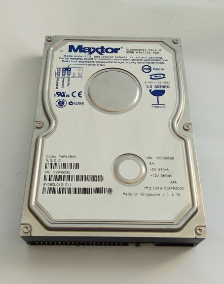 Maxtor DiamondMax Plus 9 80GB, 8MB, 6Y080L0, YAR41BW0, ATA-IDE, 7200