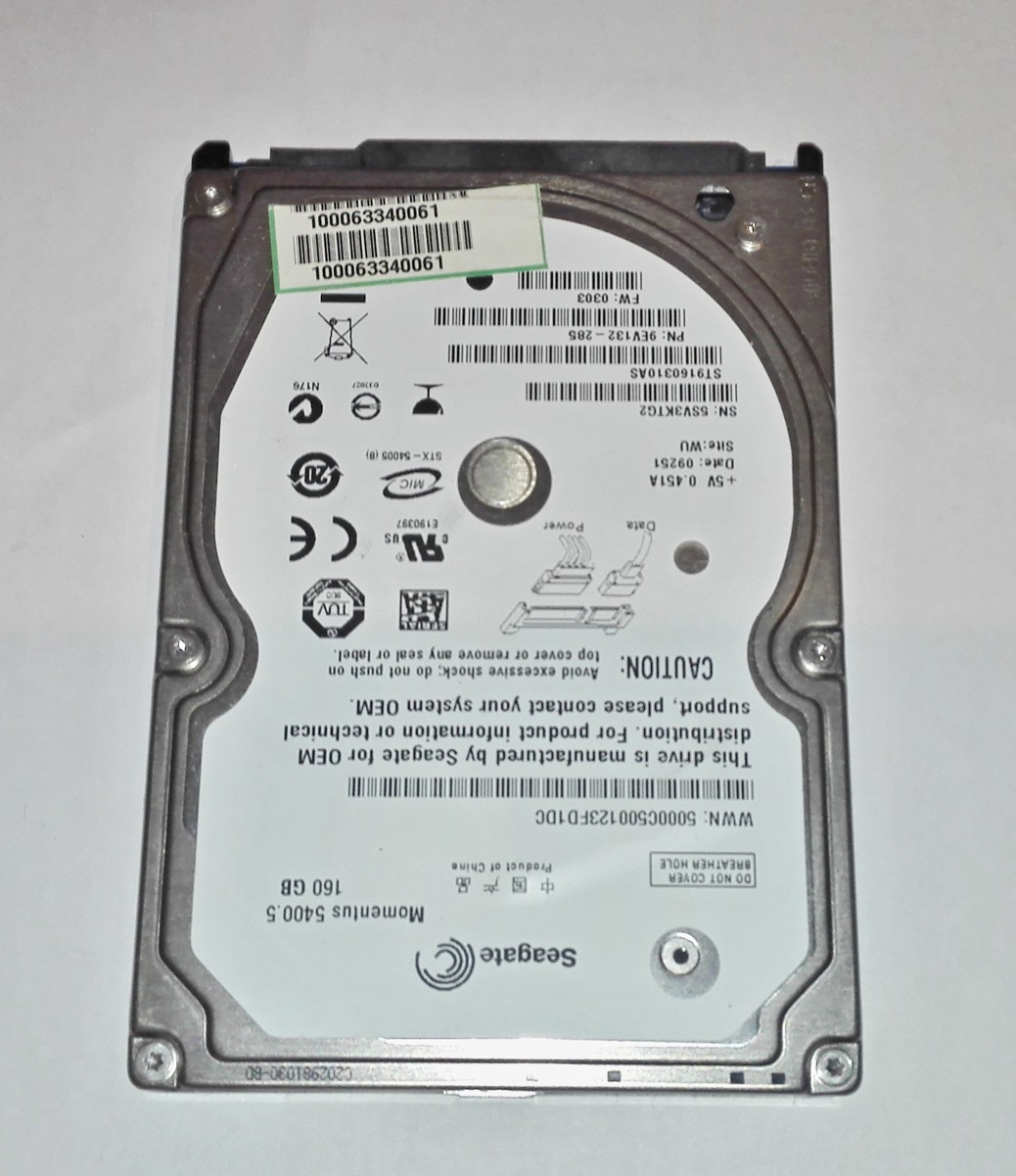 SEAGATE 160GB, 2,5", SATAII, 8MB, 5400RPM ST9160325AS