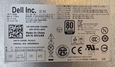 Originální OEM Dell Optiplex L275EM-00, FC1NX, PS-6271-01DB SKLADEM